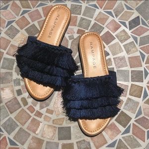 Rampage Navy Fringe Sandals